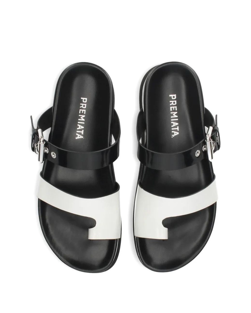 Premiata White Buckle Platform Sandals