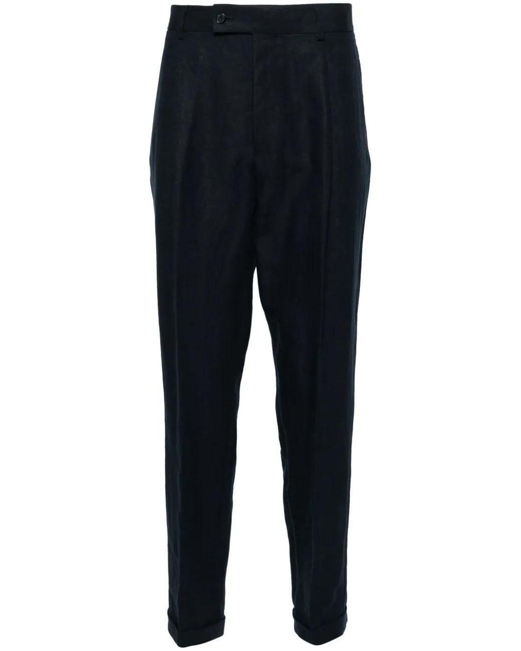 Caruso Blue Armide Linen Trousers for men