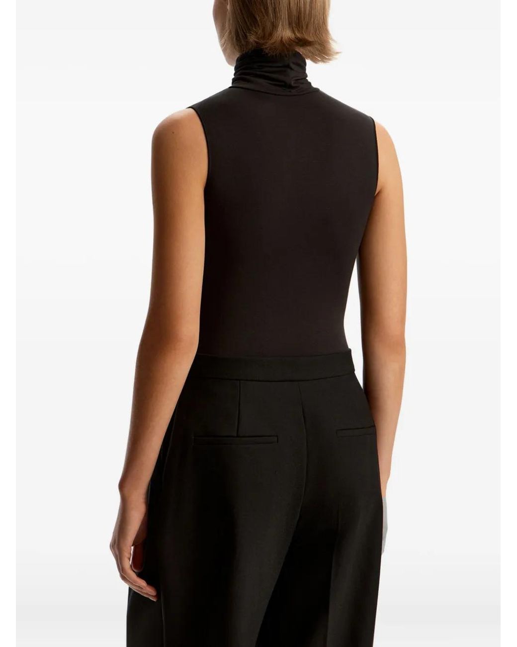 12 STOREEZ Black Turtleneck Sleeveless Bodysuit