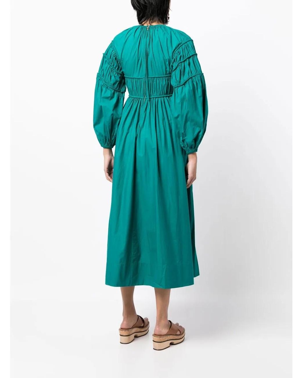 Ulla Johnson Green Viviana Smocked Dress