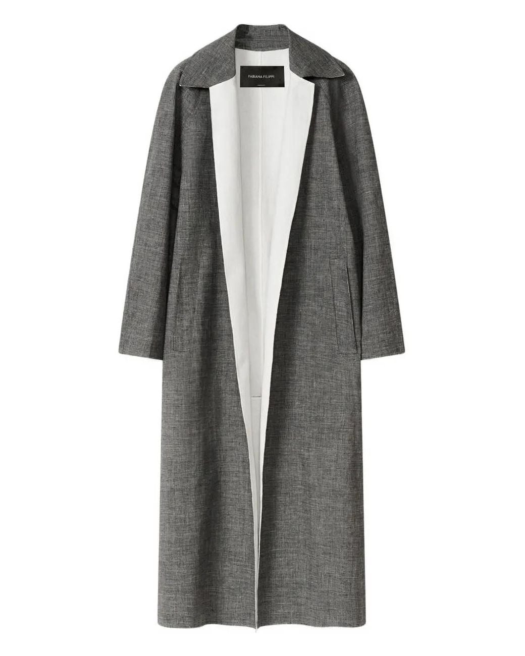 Fabiana Filippi Gray Contrast-Panel Long-Sleeve Coat