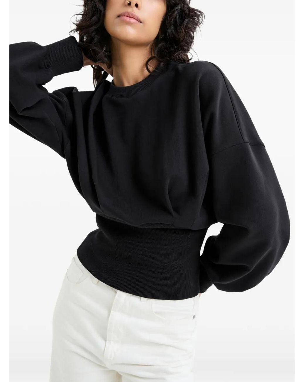 MARCELLA Black Maris Puff-Sleeve Sweatshirt
