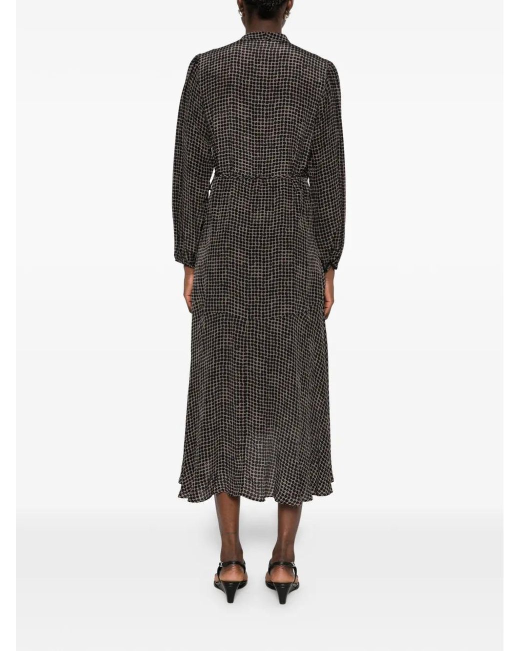 Marc O' Polo Brown Polka-Dot Wrap Midi Dress