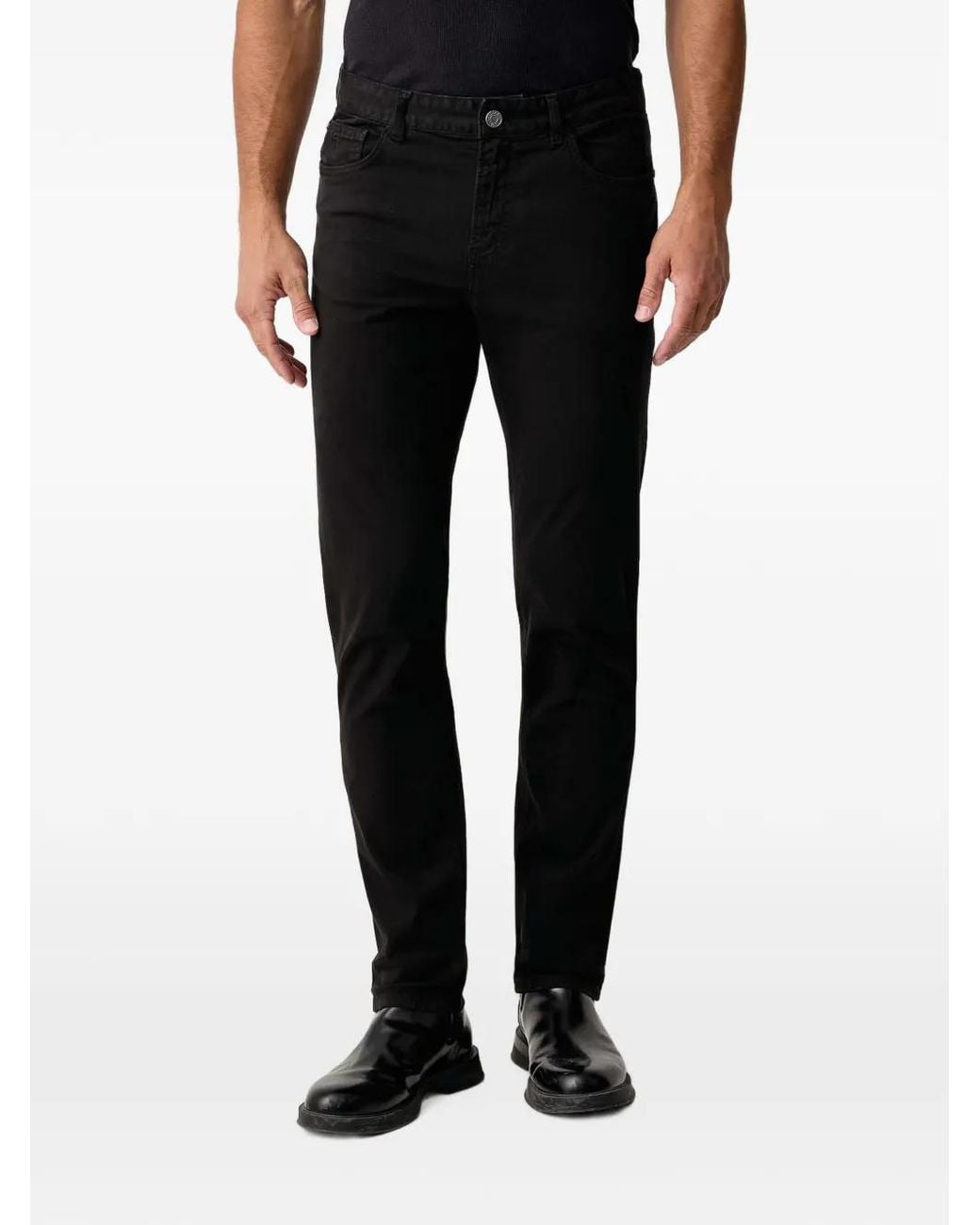 Trussardi Black Logo-Patch Slim-Fit Jeans for men