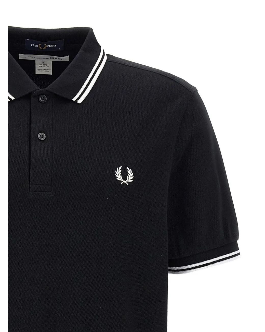 Comme des Garçons Black X Fred Perry Logo-Embroidered Tipped Polo Shirt for men