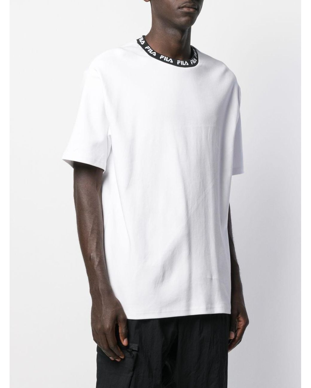 Fila Logo Collar T-shirt in White for Men | Lyst