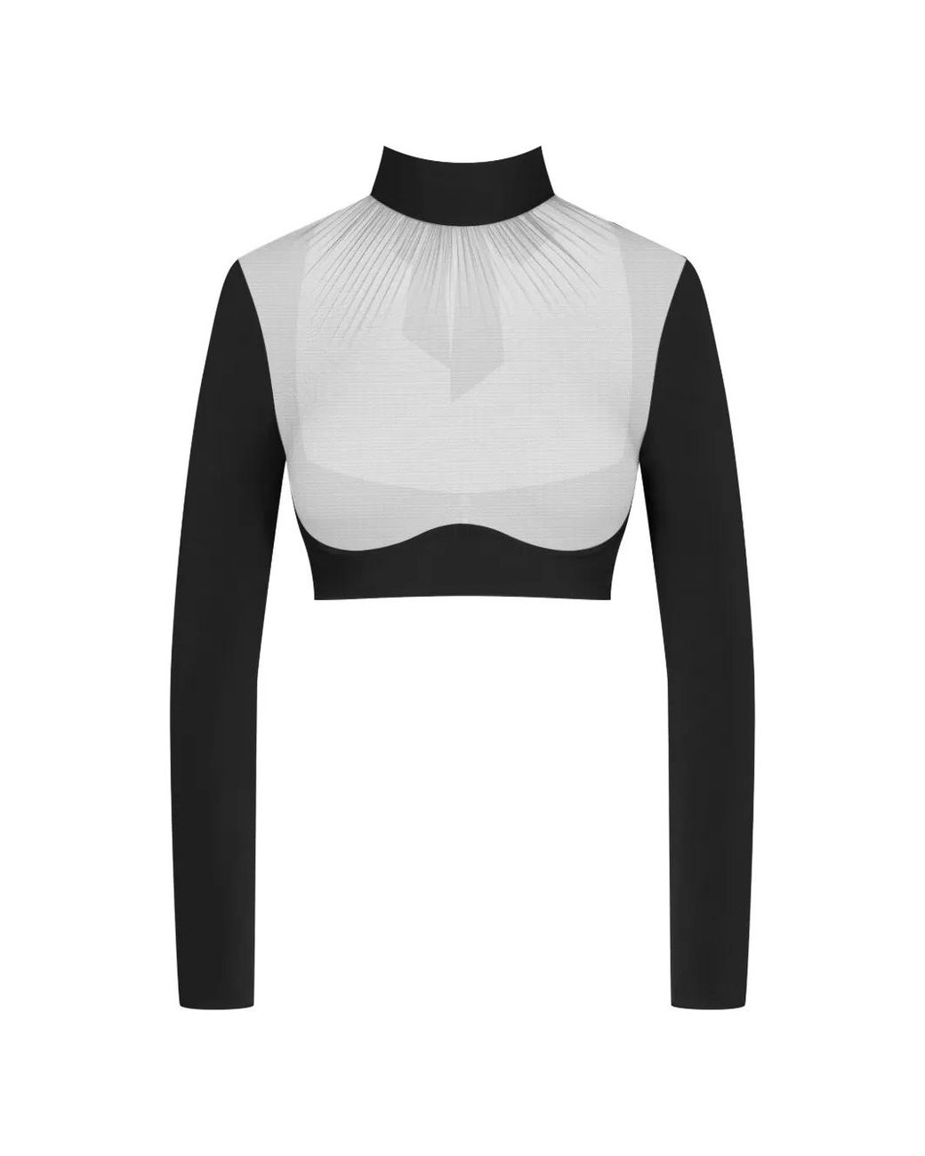 Scandale Black Nuit Fauve Tulle-Panelled Top