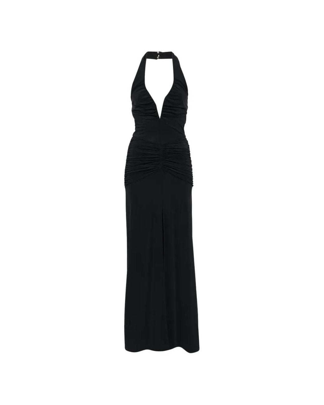 Babylon Black V-Neck Ruched Maxi Dress