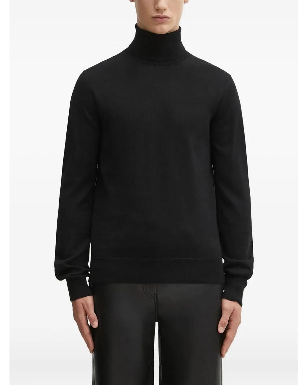 MM6 by Maison Margiela Black Roll-Neck Sweater for men