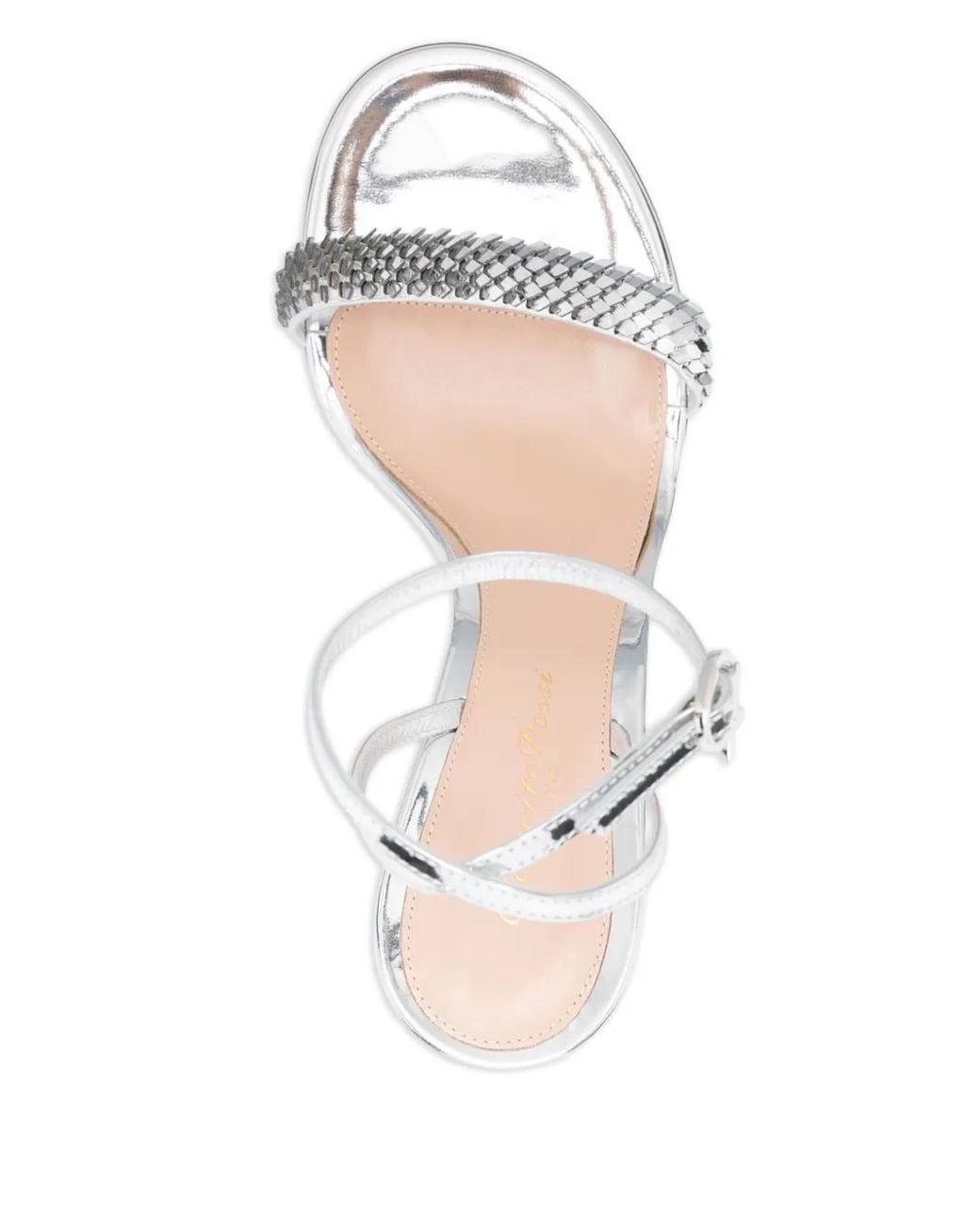 Gianvito Rossi White Micro Gancio-Print Hammered Leather Card Holder