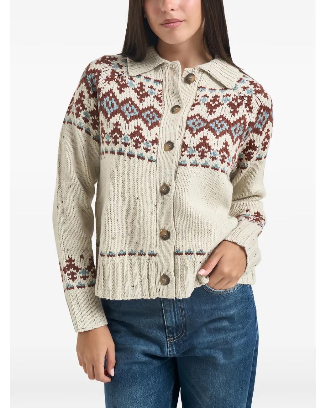 Mc2 Saint Barth Blue Patty Donegal-Wool-Blend Cardigan With Fair-Isle Pattern
