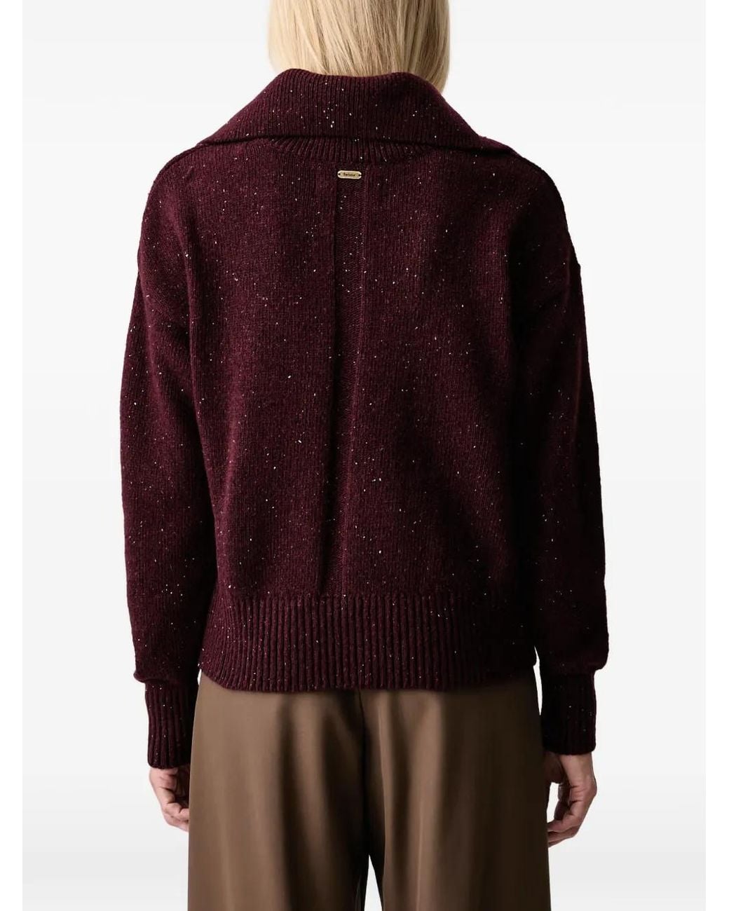 Barbour Red Lavensdale Quarter-Zip Jumper