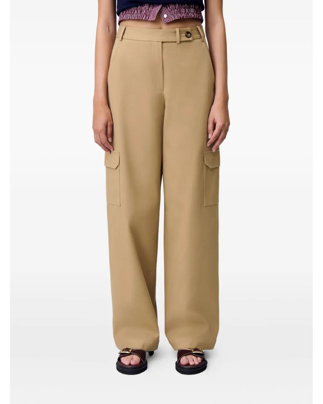 Claudie Pierlot Straight Cargo Broek Met Wijde Pijpen in het Natural