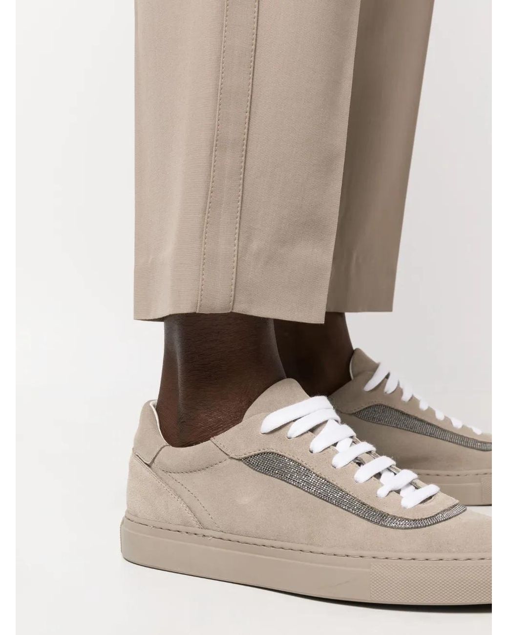 Brunello Cucinelli Cropped Pantalon in het Natural