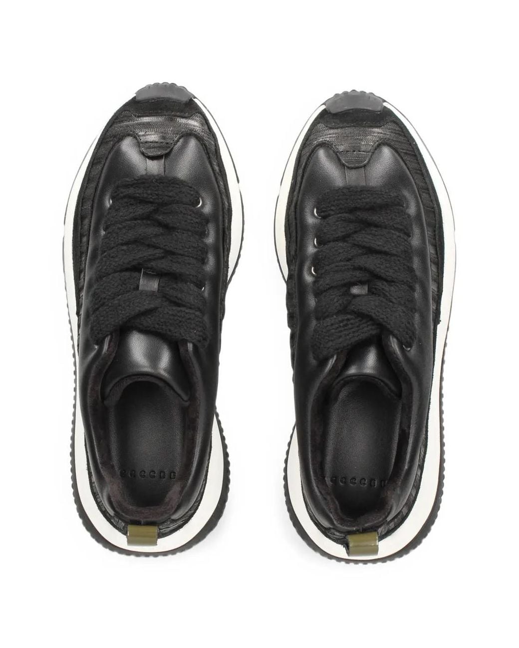 4Ccccees Black Kapok Pava Leather Panelled Sneakers