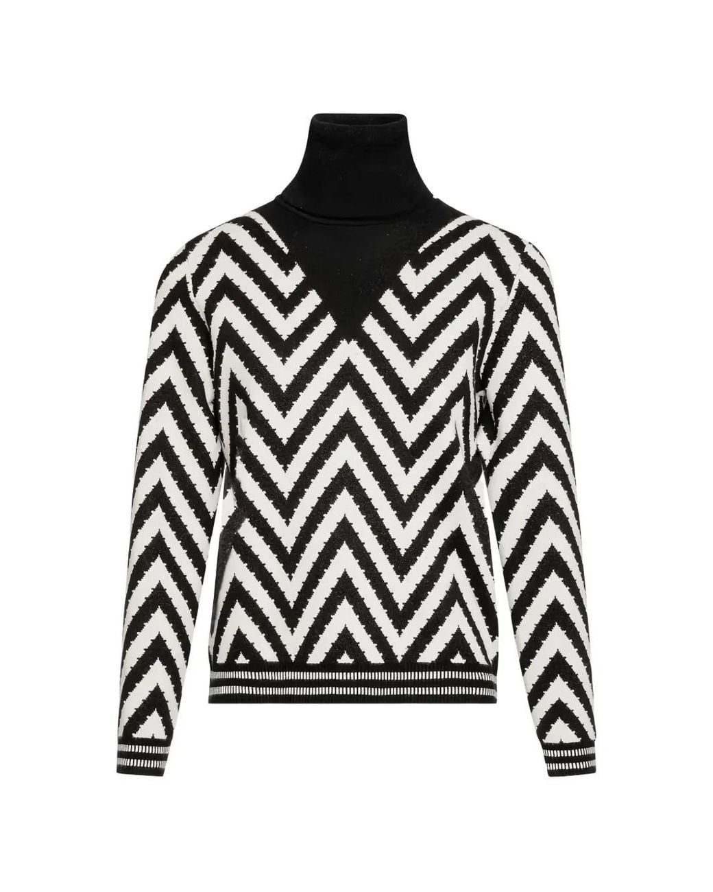 Fracomina Black Jacquard Roll-Neck Sweater