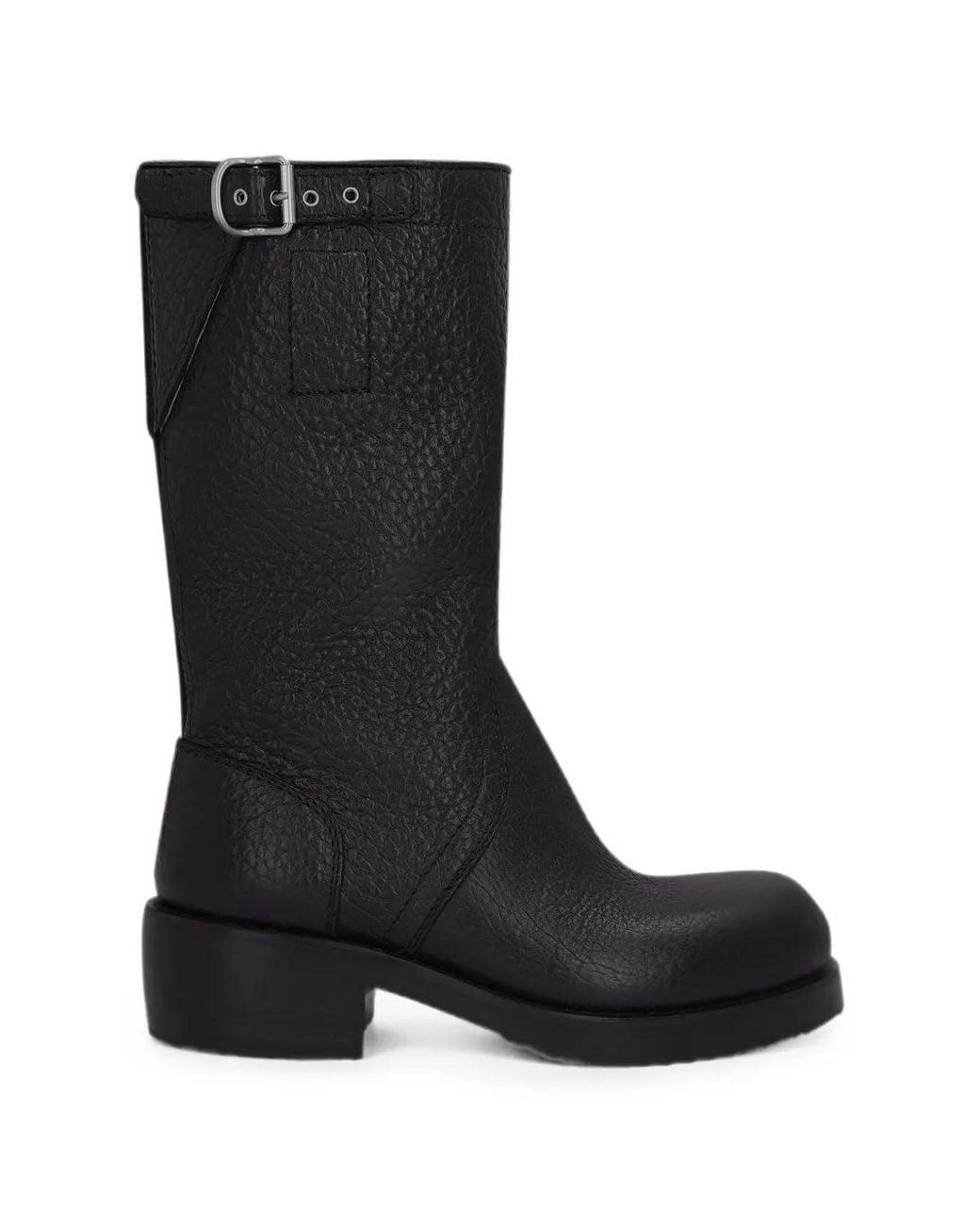 Dries Van Noten Black Leather Biker Boots