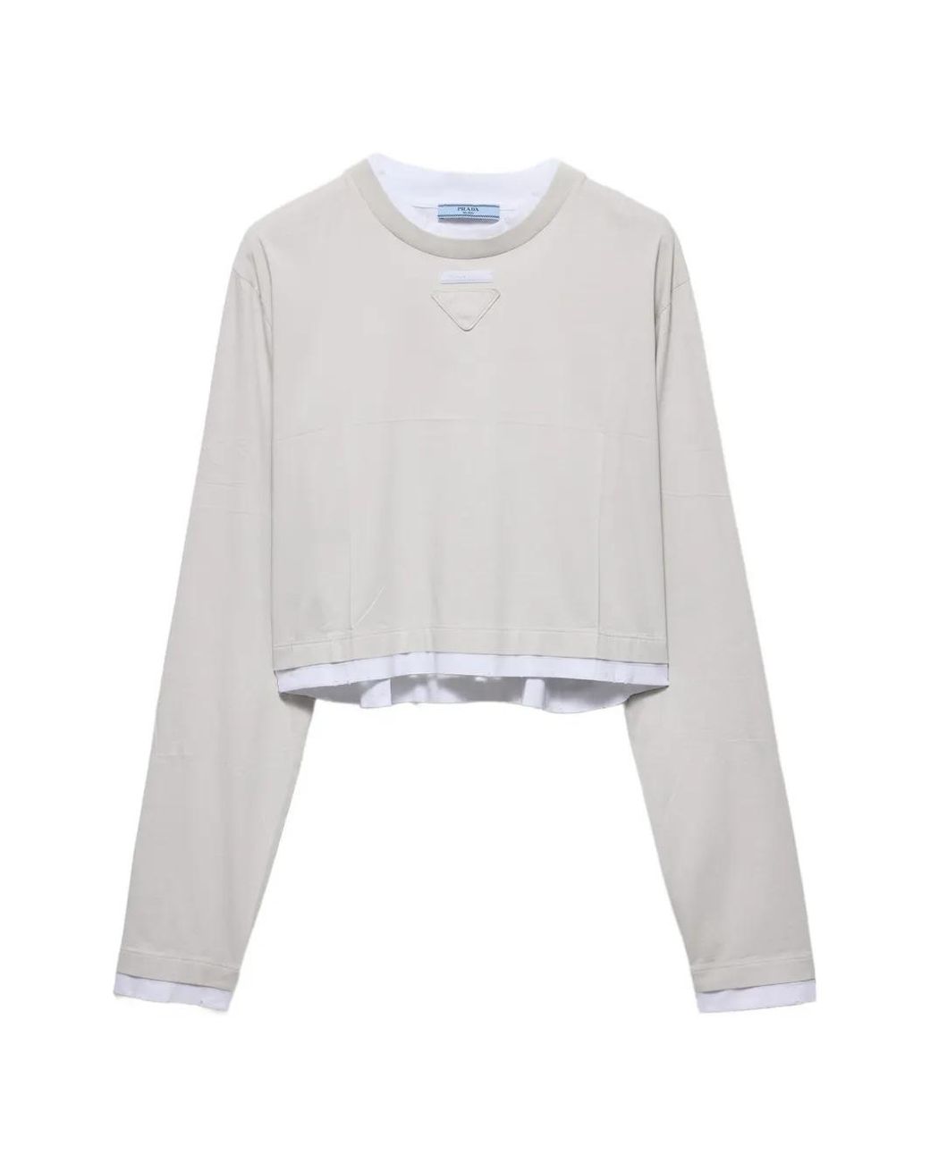 Prada White Long-Sleeved Jersey T-Shirt