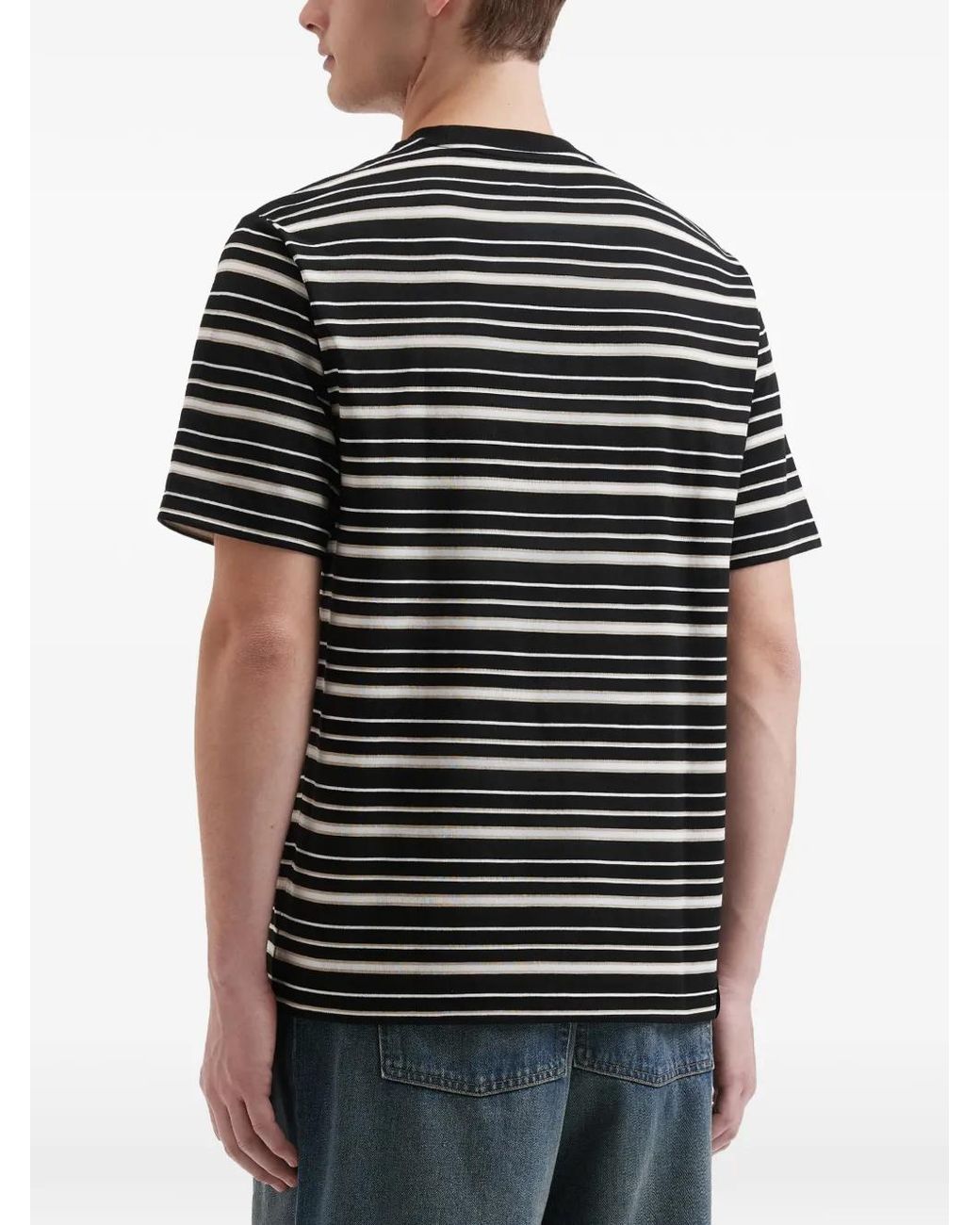 Izzue Black Striped Bear-Detail T-Shirt for men