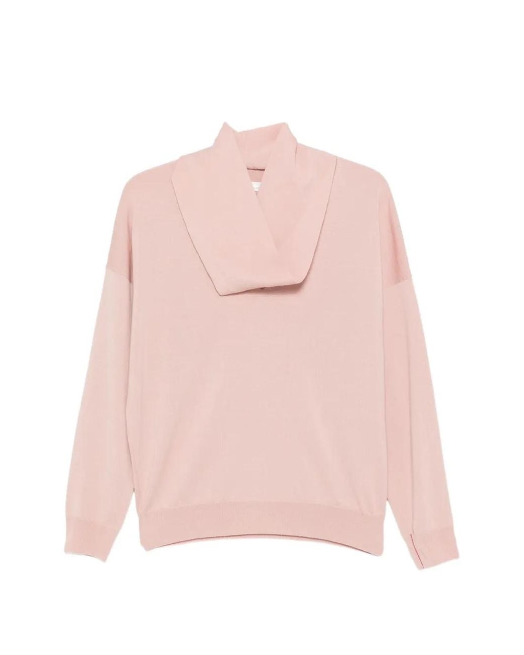 Liviana Conti Pink Draped-Neck Drop-Shoulder Sweater