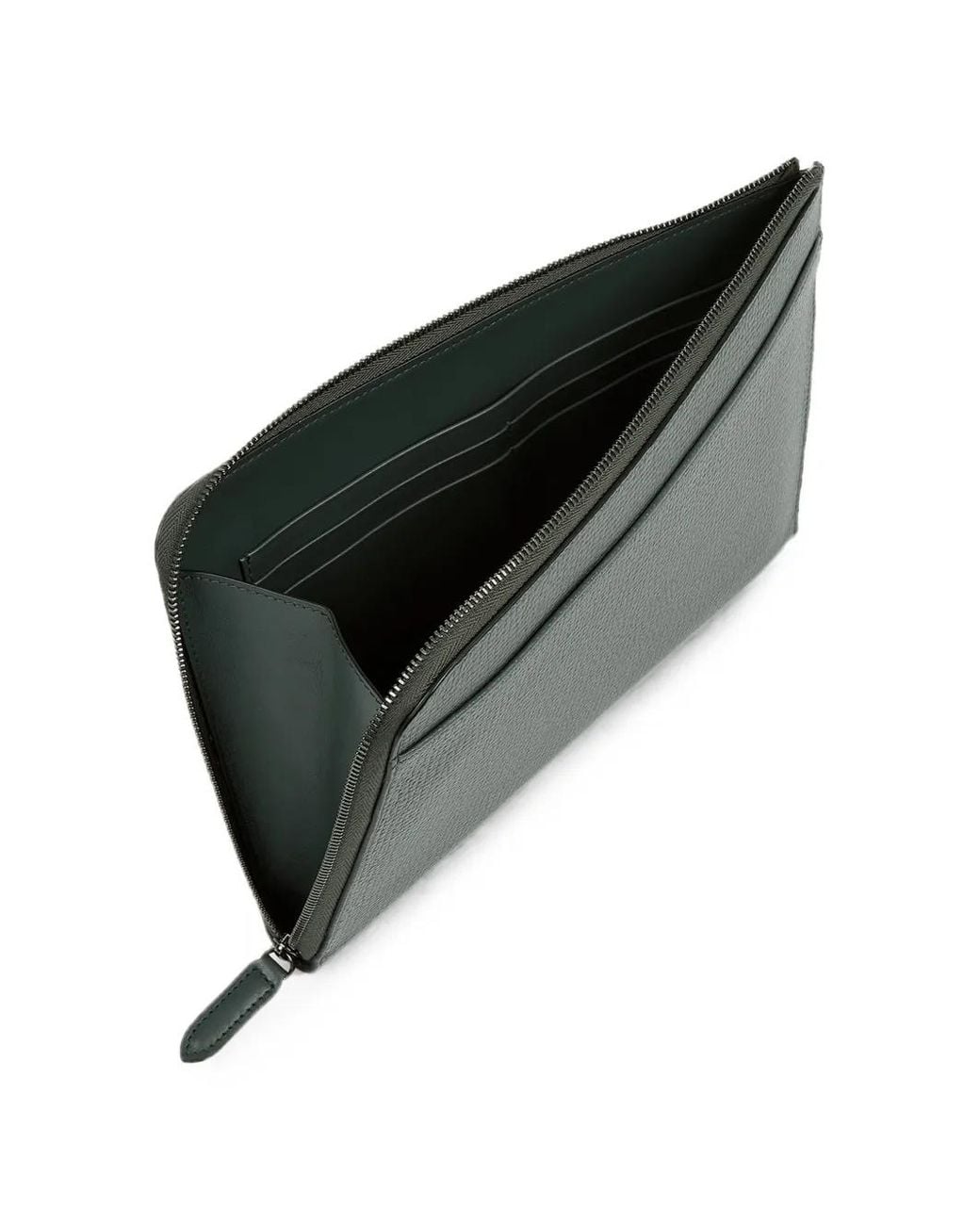 Smythson Gray Ludlow-Leather Flat Travel Pouch