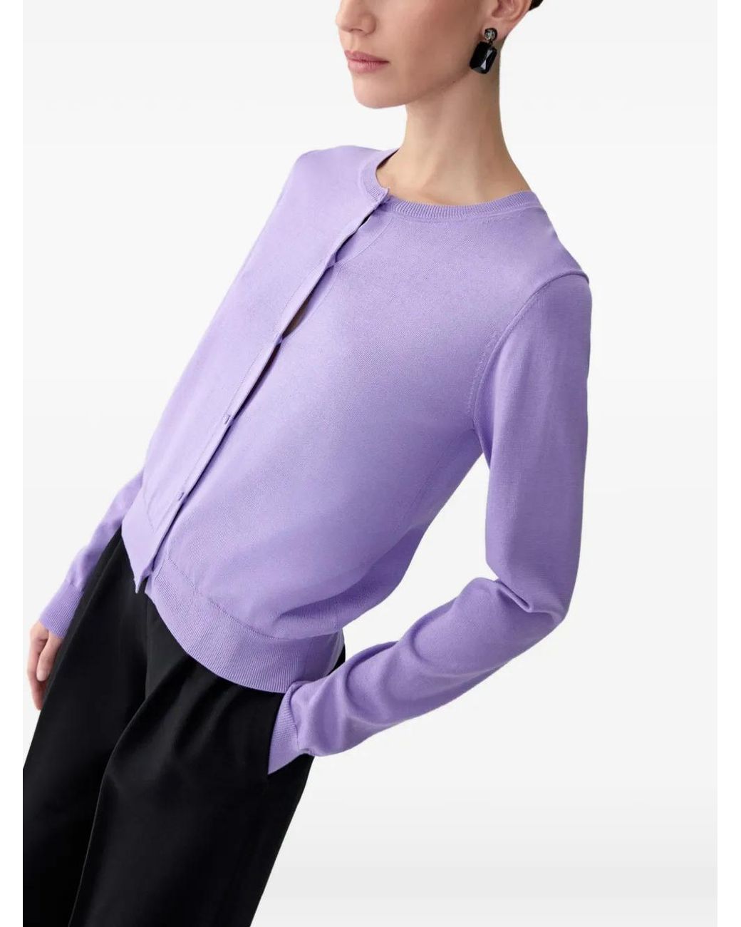Carolina Herrera Purple Crew-Neck Cardigan