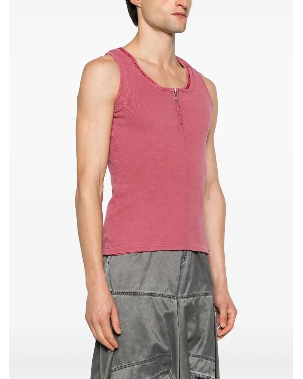 Martine Rose Pink Layered Ribbed Tank Top