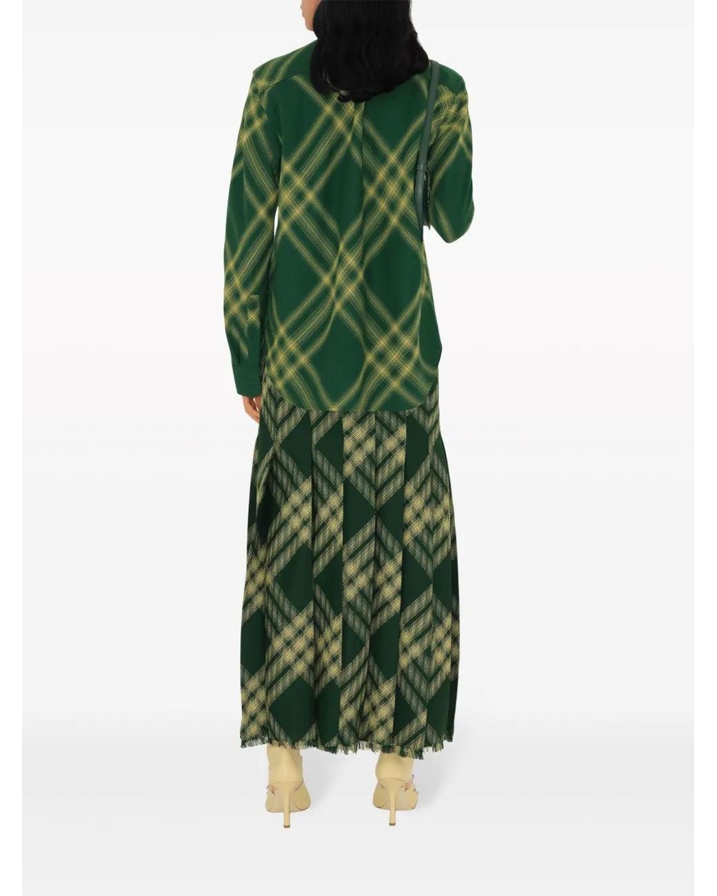 Burberry Green Check-Pattern Wool Shirt