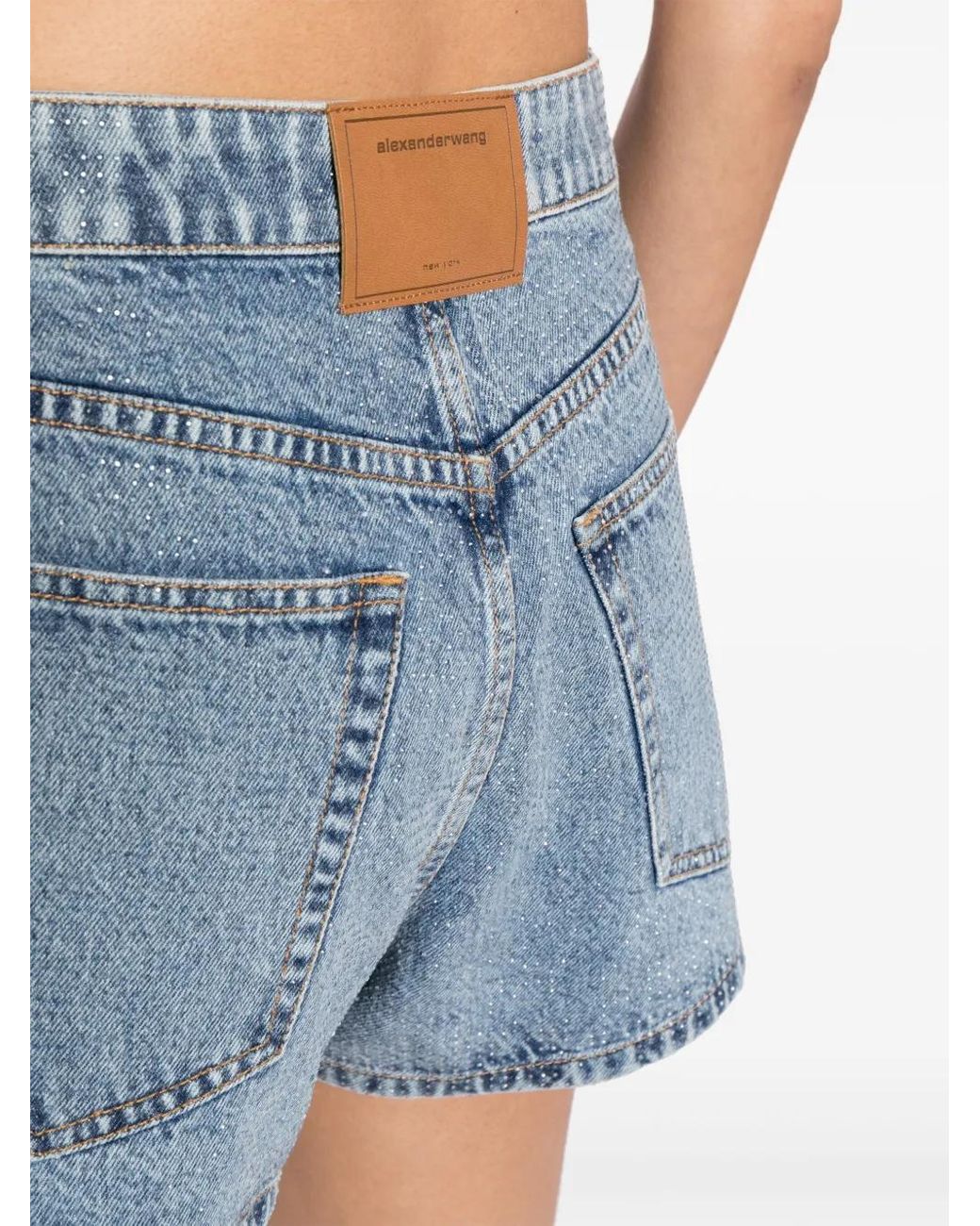 Alexander Wang Blue Shorty Embellished Denim Shorts