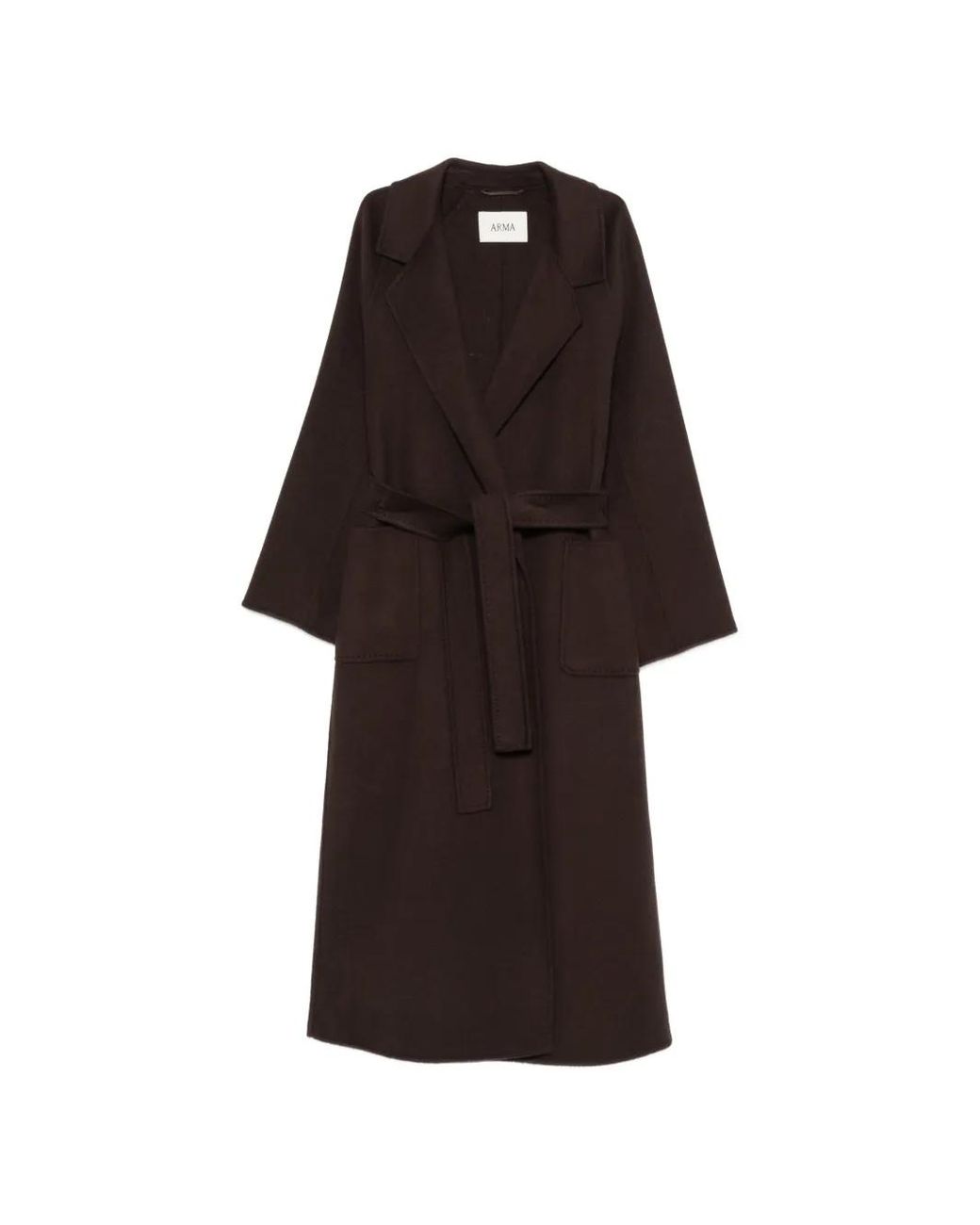 Arma Black Belted Wool Coat