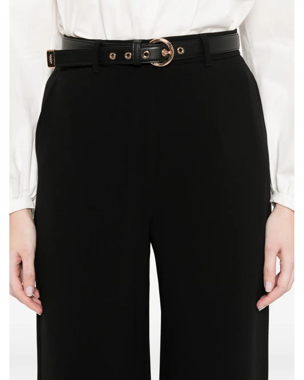 Max Mara Black Fluid Belt Trousers