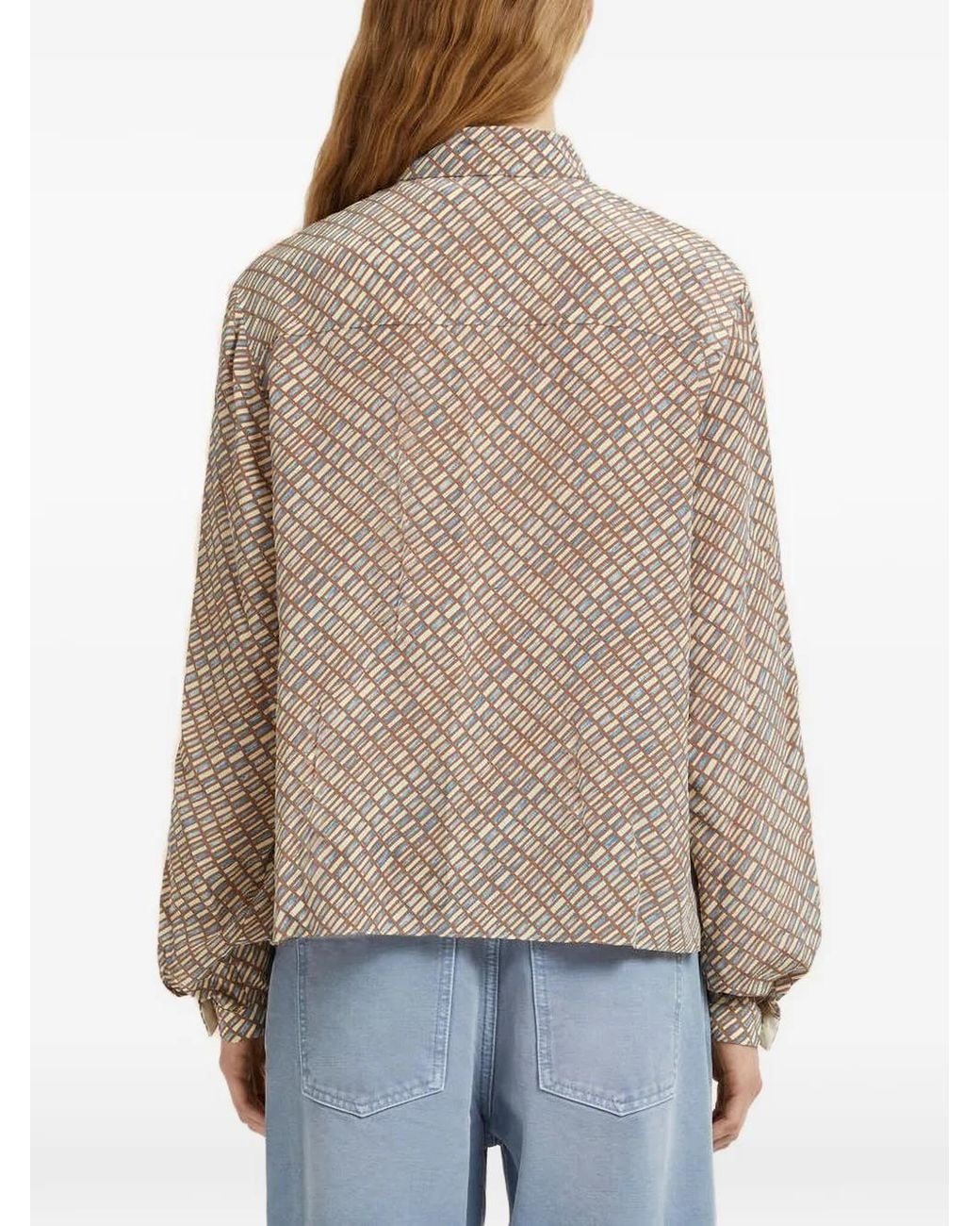 Marni Natural Ruffled Print Shirt