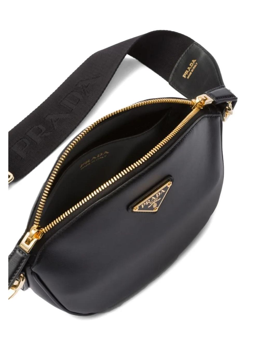 Prada Black Triangle-Logo Zip-Top Shoulder Bag