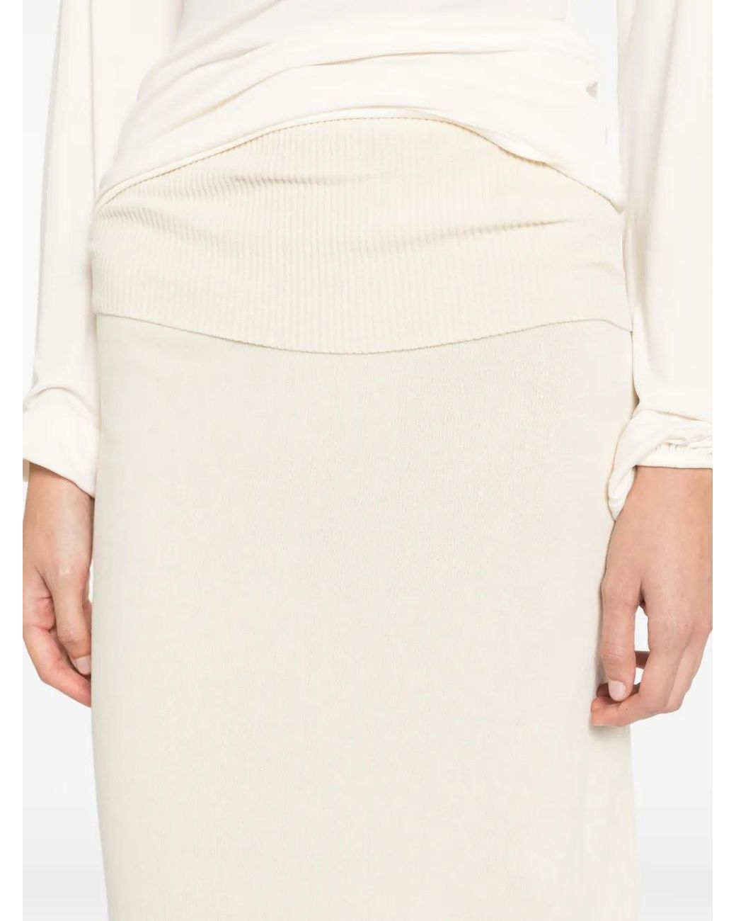 AYA MUSE White Oona Ribbed-Knit Maxi Skirt