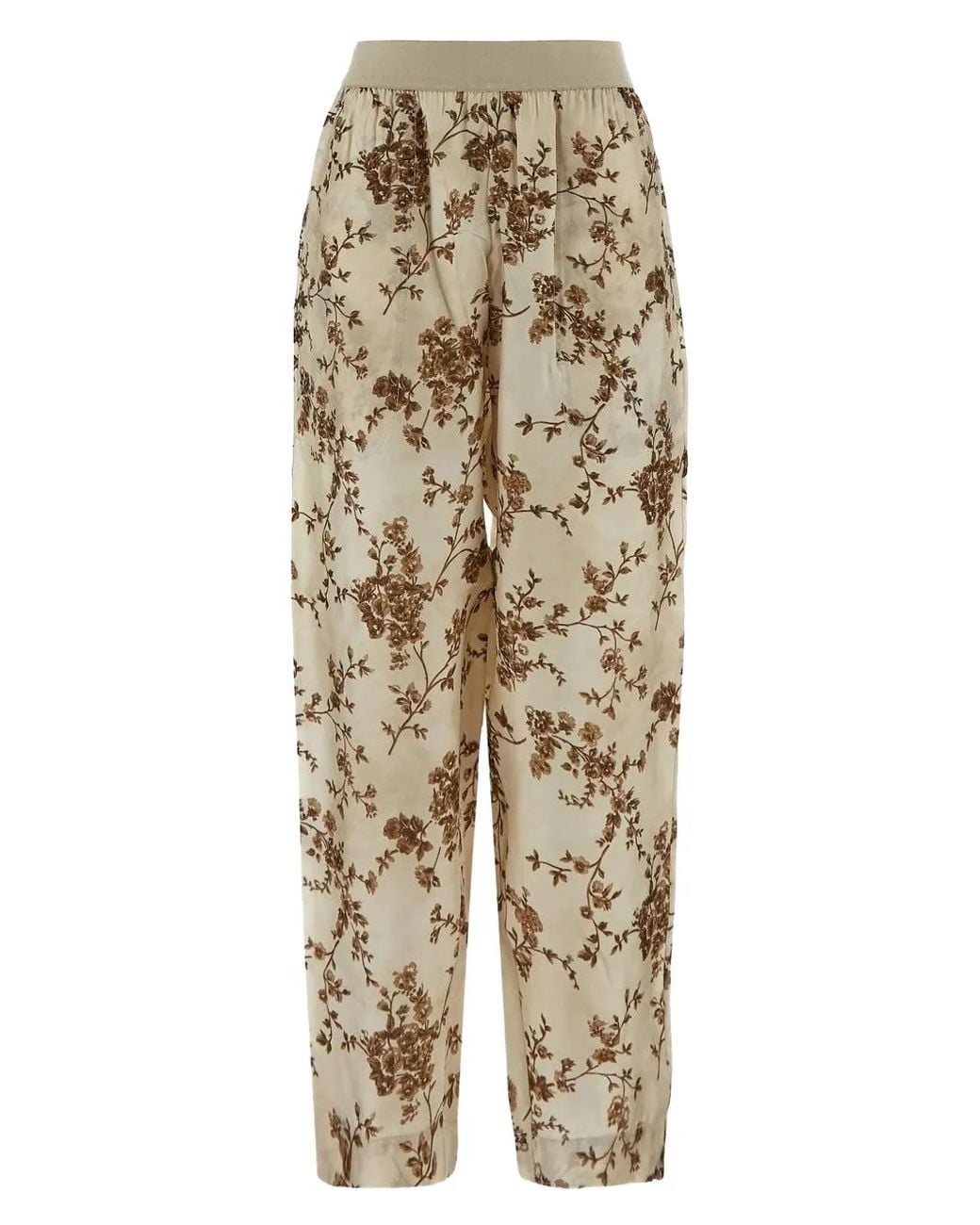 Uma Wang Natural Floral-Print Trousers