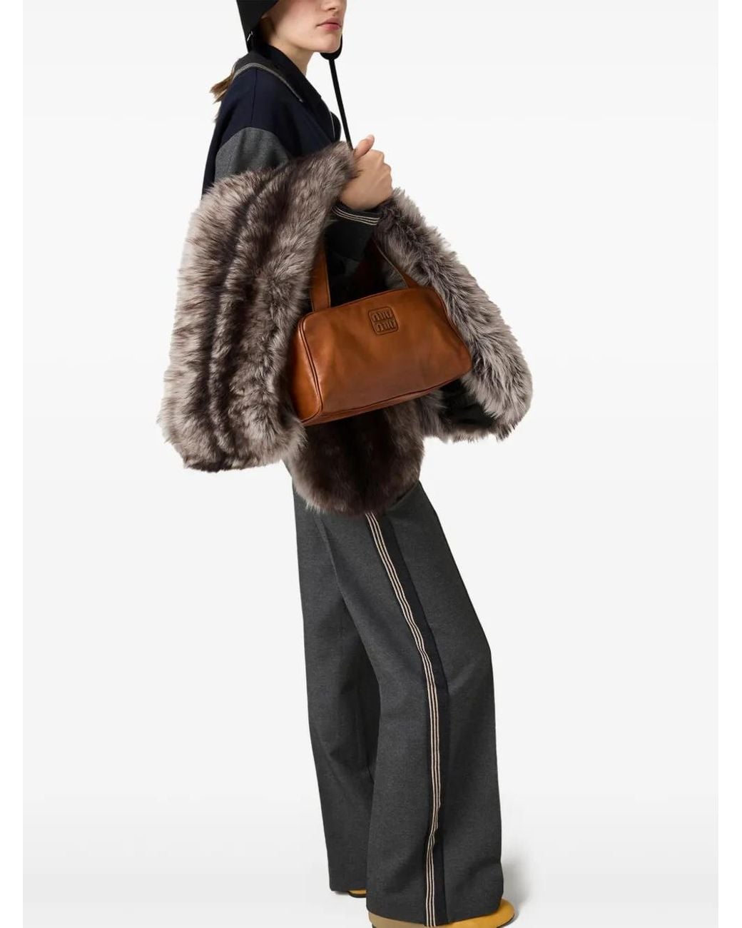 Miu Miu Gray Fabric Stitch Knit Pants