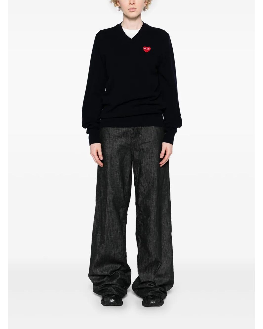 COMME DES GARÇONS PLAY Black Heart-Patch Wool Jumper