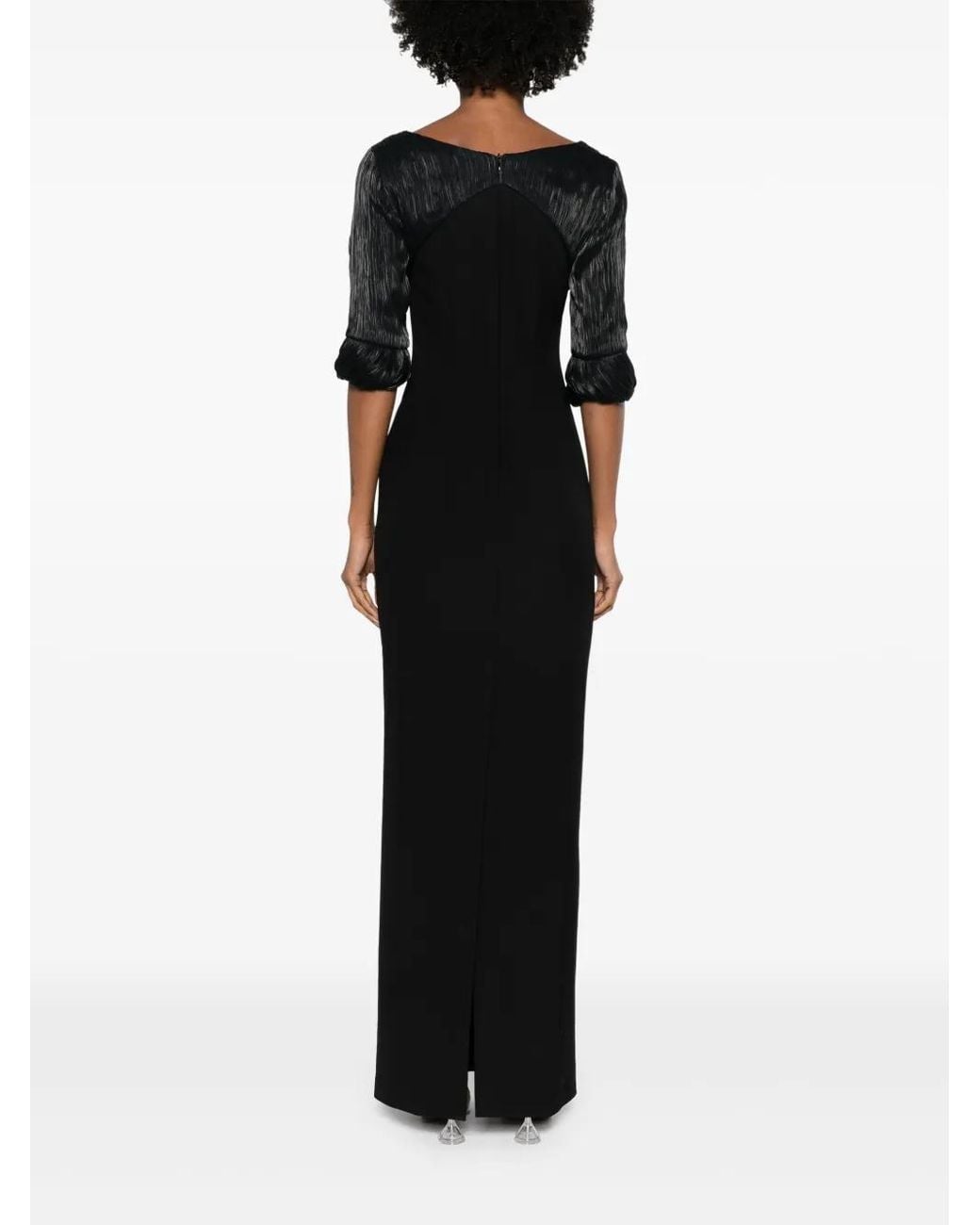 V:PM ATELIER Black Flora Scoop-Neck Gown