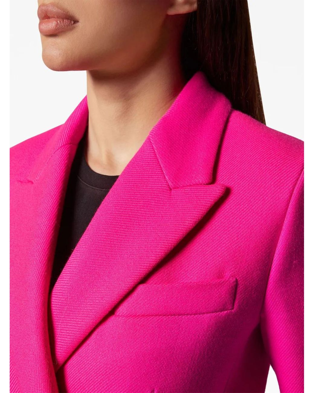 Philipp Plein Pink Crystal-Embellished Wool Coat