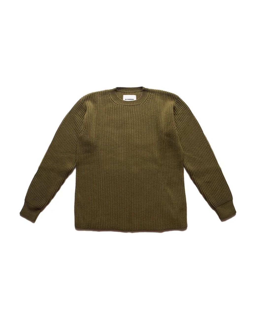 Jil Sander Green Cable-Knit Sweater for men