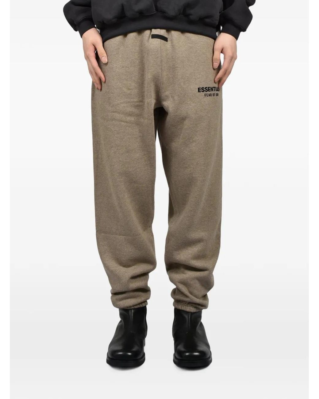 Essentials Natural Logo-Print Track Pants for men