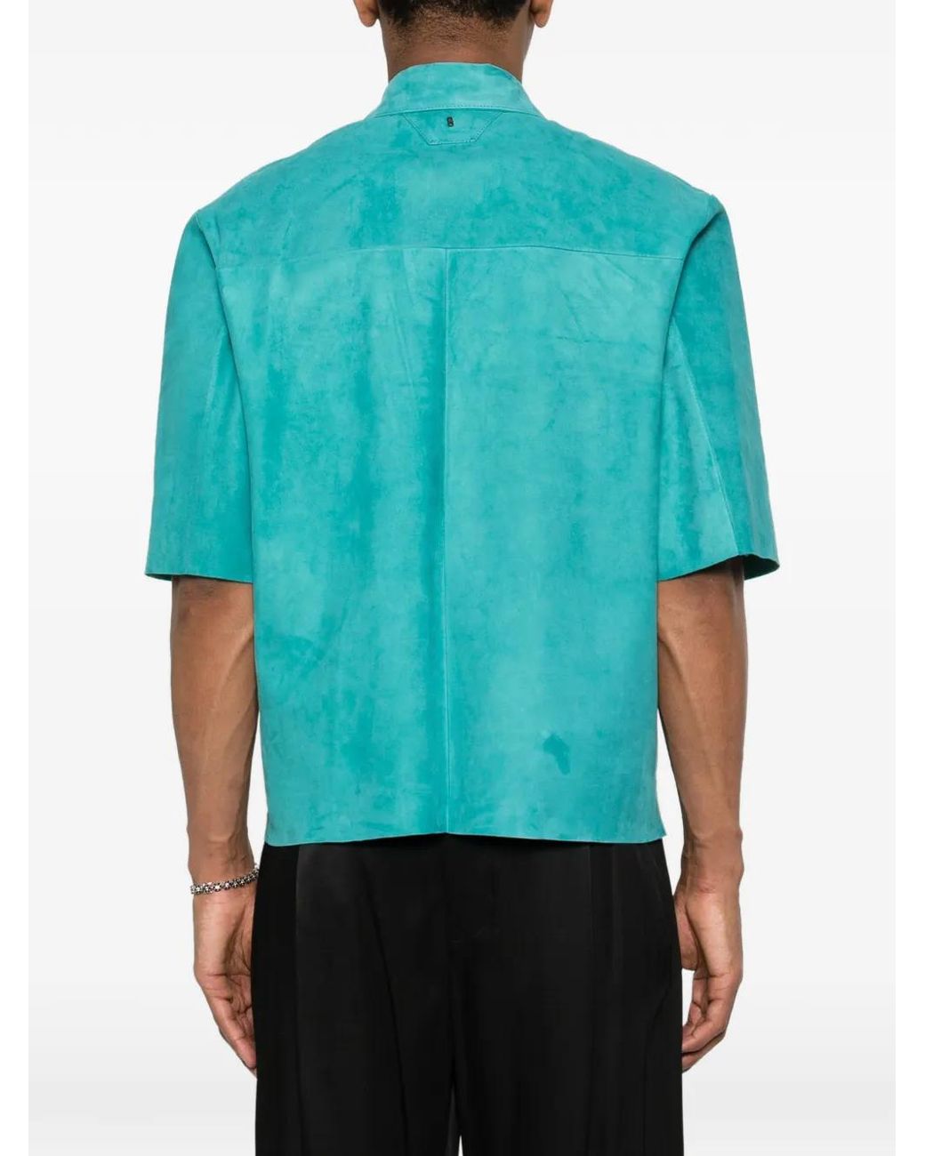 Salvatore Santoro Blue Button-Up Short-Sleeve Overshirt for men