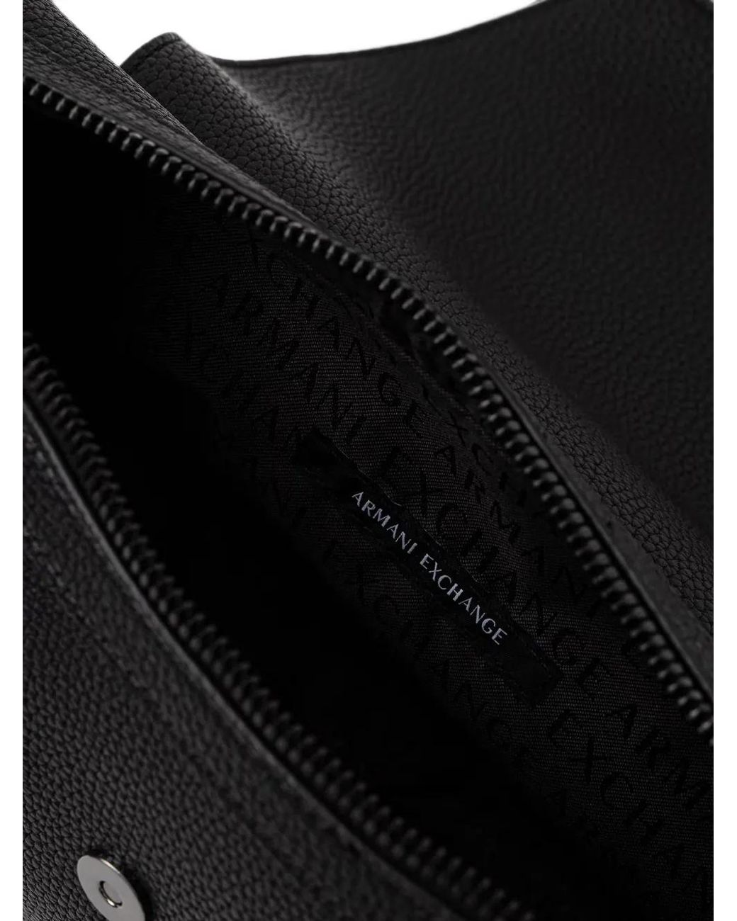 ARMANI EXCHANGE Black Pebbled Foldover Belt Bag for men