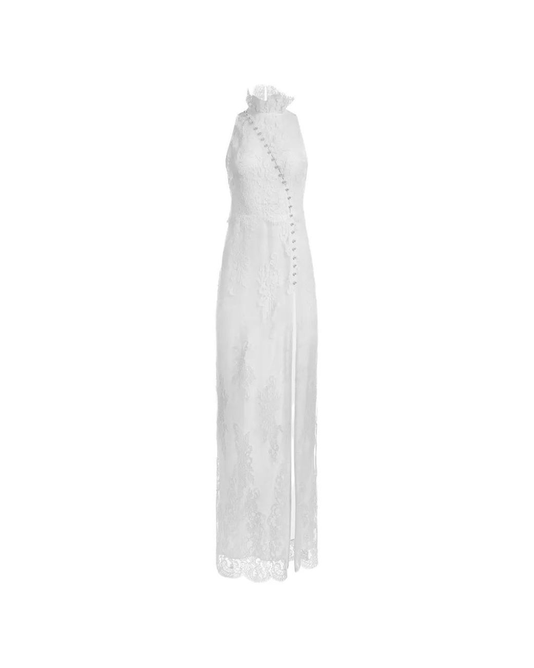 Mia Peculiar White Floral-Lace Pearl Gown