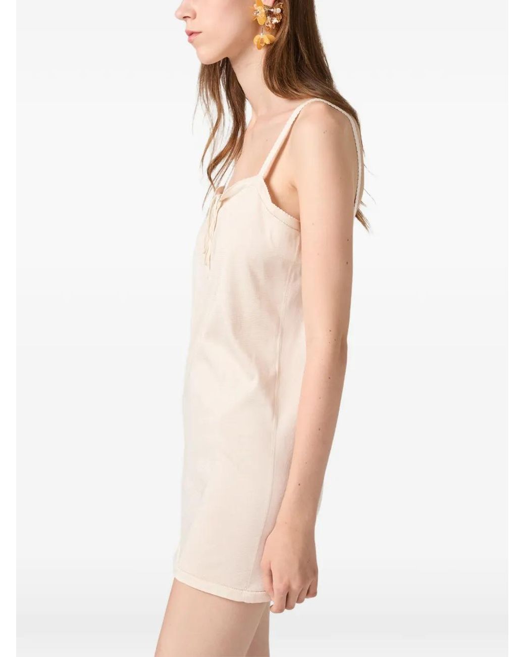 Miu Miu White Robe Courte En Soie