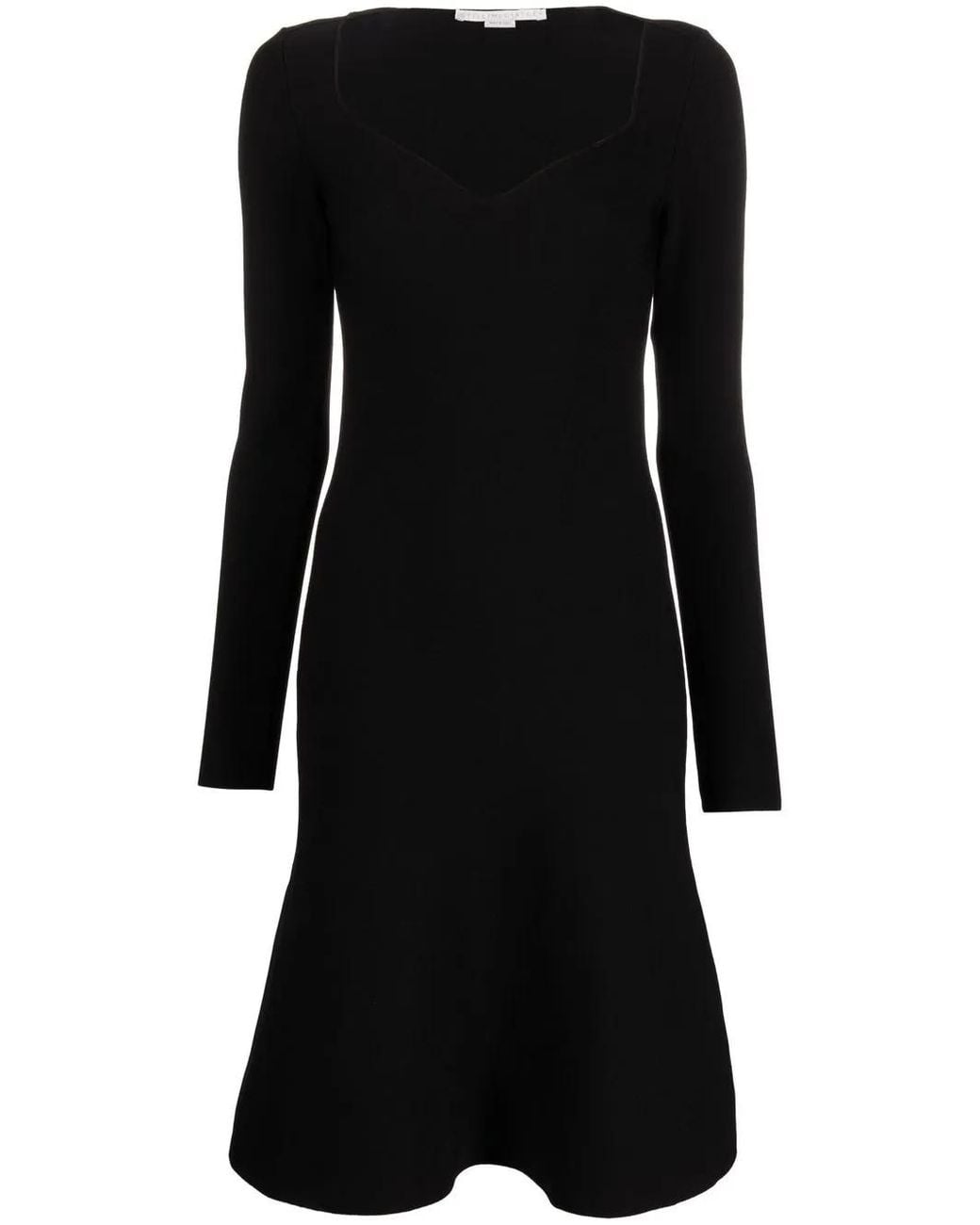 Stella McCartney Black Sweetheart-Neck Flared Dress