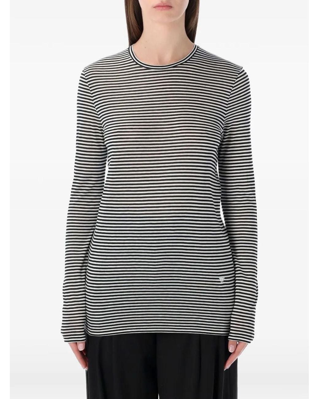 Tom Ford Gray Striped Long-Sleeve T-Shirt