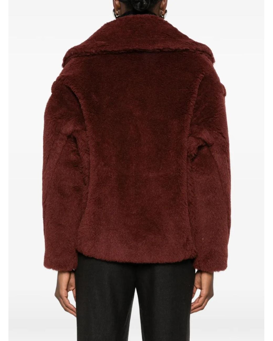 Max Mara Red Double-Breasted Teddy Coat