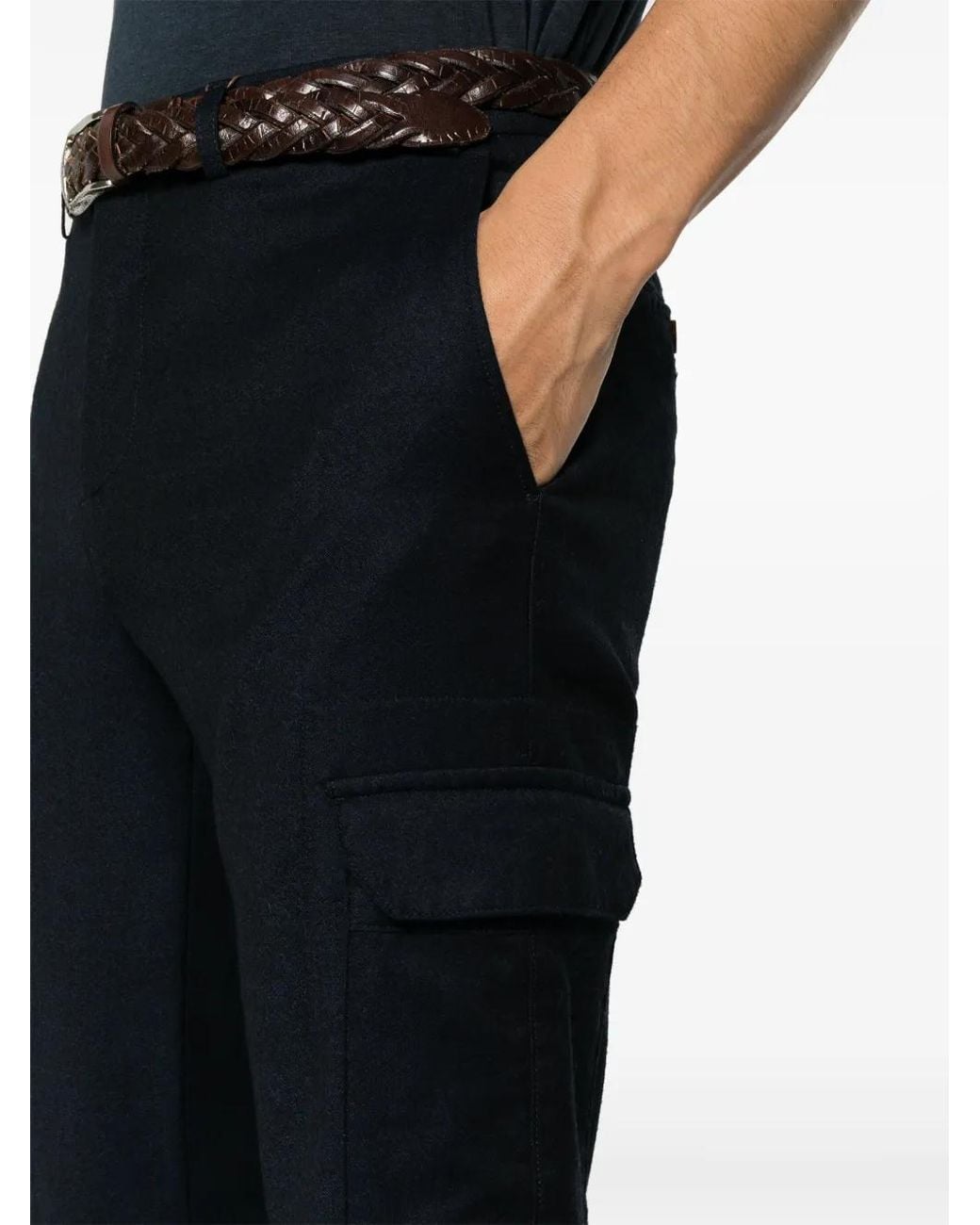 Canali Blue Wool Cargo Trousers for men