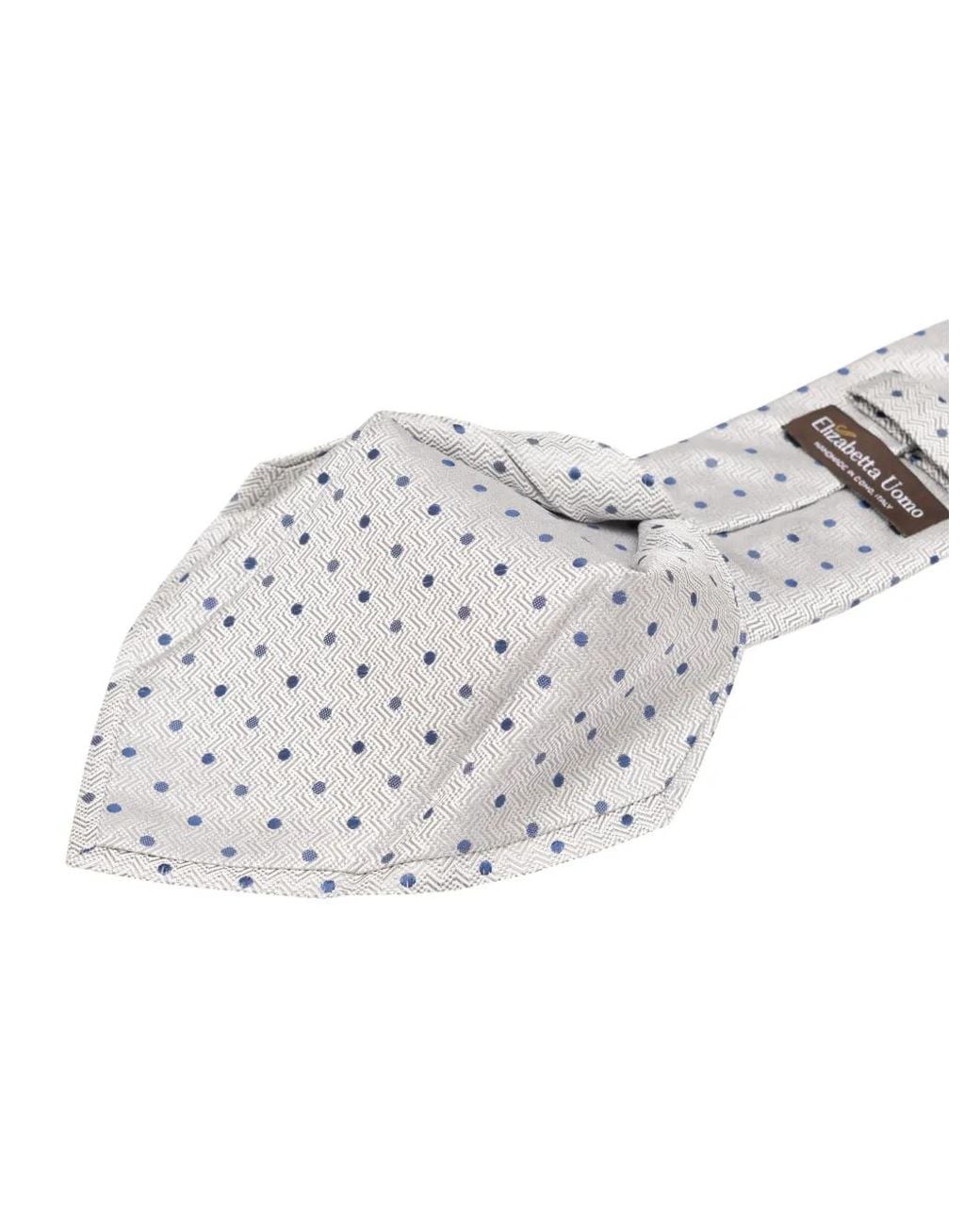 Elizabetta White Tiburtina Polka-Dot Chevron-Jacquard Tie for men